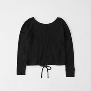 NWT $34 Abercrombie & Fitch Ribbed Cinched-Hem Top in Black - size XS!